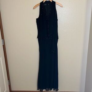 J Kara Black Formal Special Event Full Length Maxi Beaded Sleeveless Dre…